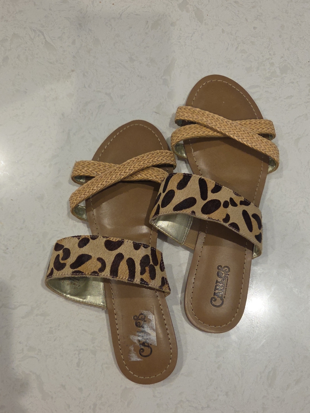 Casual Leopard & Tan Slide Sandals - Women's